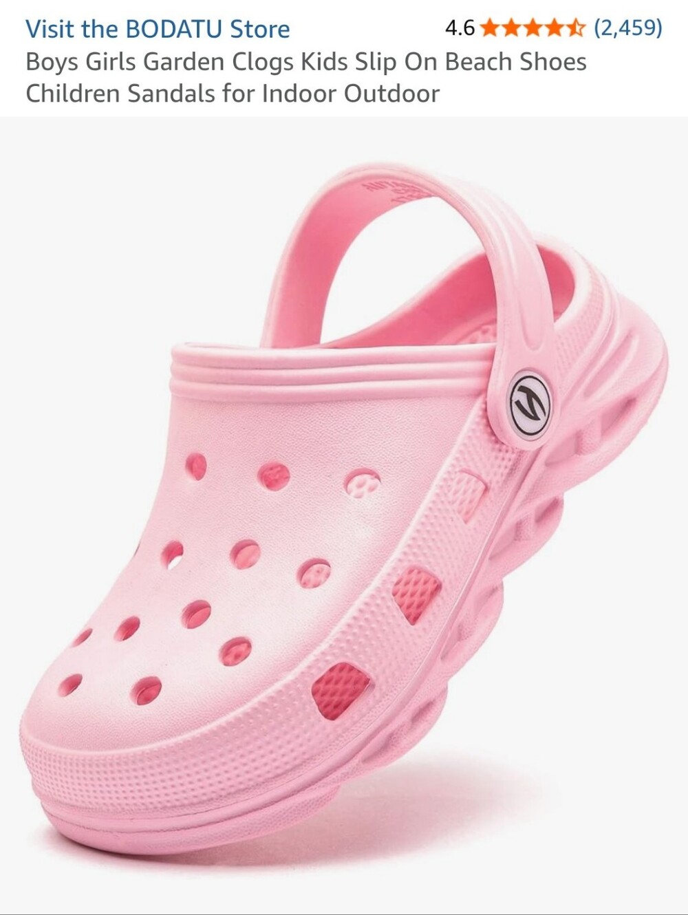 Kids Lightweight Pink Garden Clog with Adjustable Heel Strap